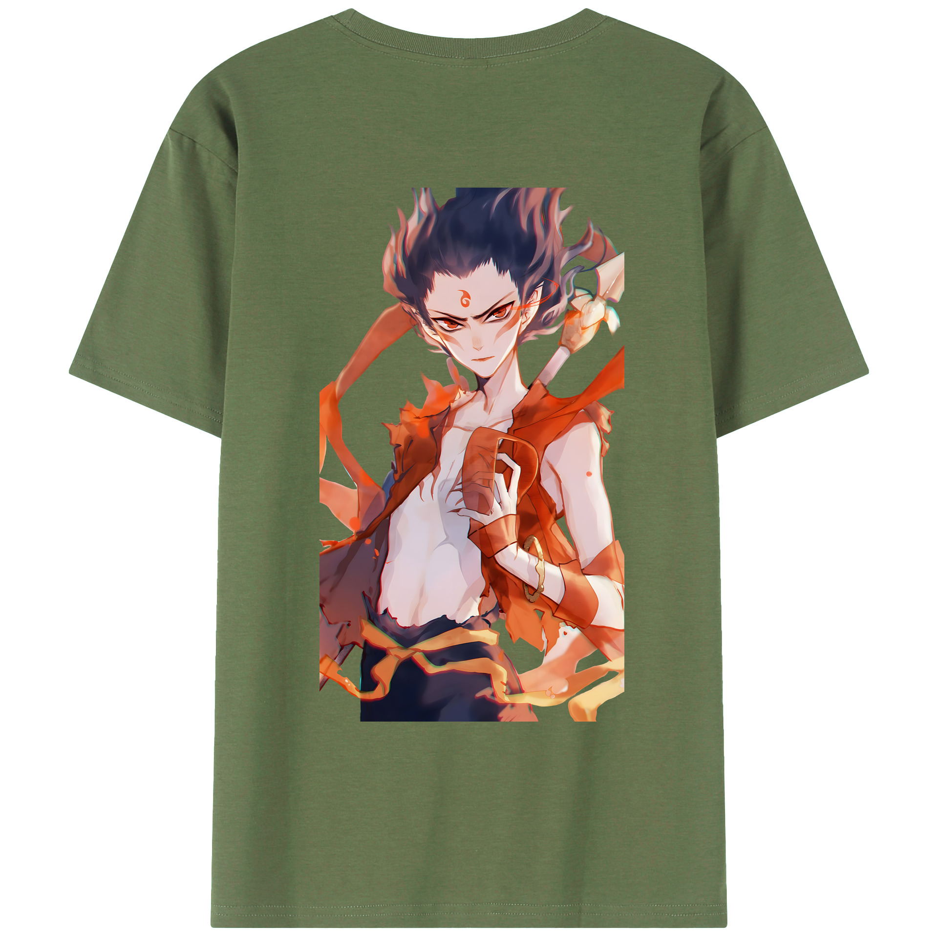 （画像用） Ne Zha 2 ナタ 魔童の大暴れ 綿100％ メンズ半袖Tシャツ（バックプリント） 通気性